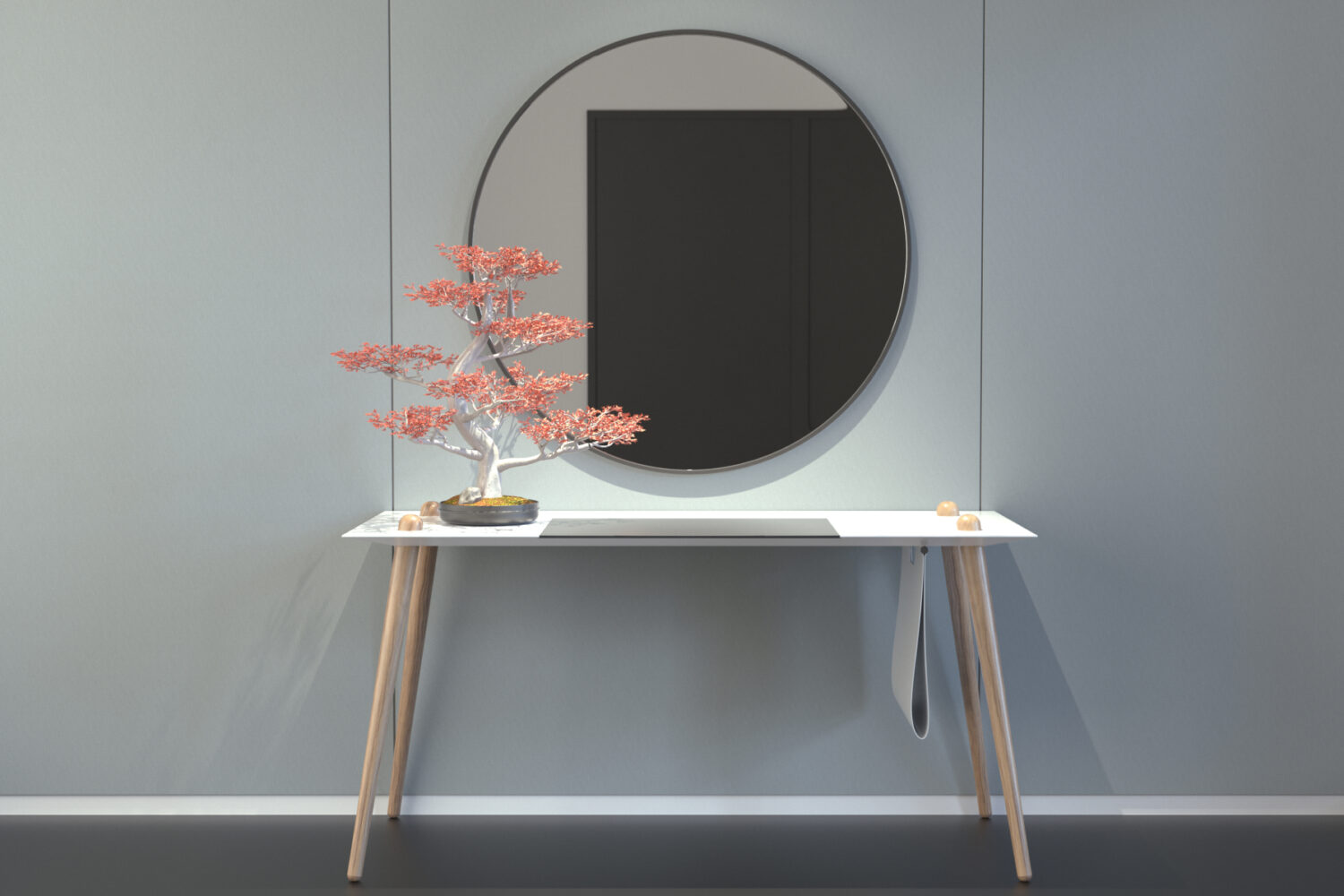 Nomadesk ambientata bonsai e specchio